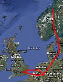 London to Trondheim map